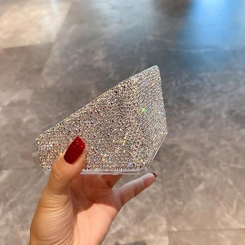 Bling Rhinestone 9-Compartment Lipstick Display Stand ? Elegant Desktop Lipsticks Organizer Box Holder for Lipsticks Lip Gloss (Silver)