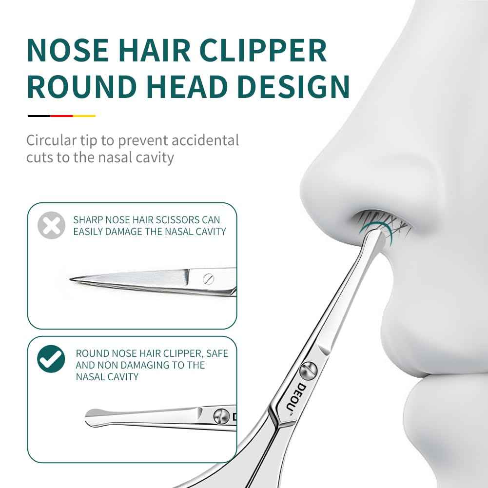 DEOU Nose Hair Trimmer - Paris Tower - Inspired Design with Tail Handle - Premium Stainless Steel - All - in - One Grooming & Multipurpose Shears - Safe, Hygienic & Portable