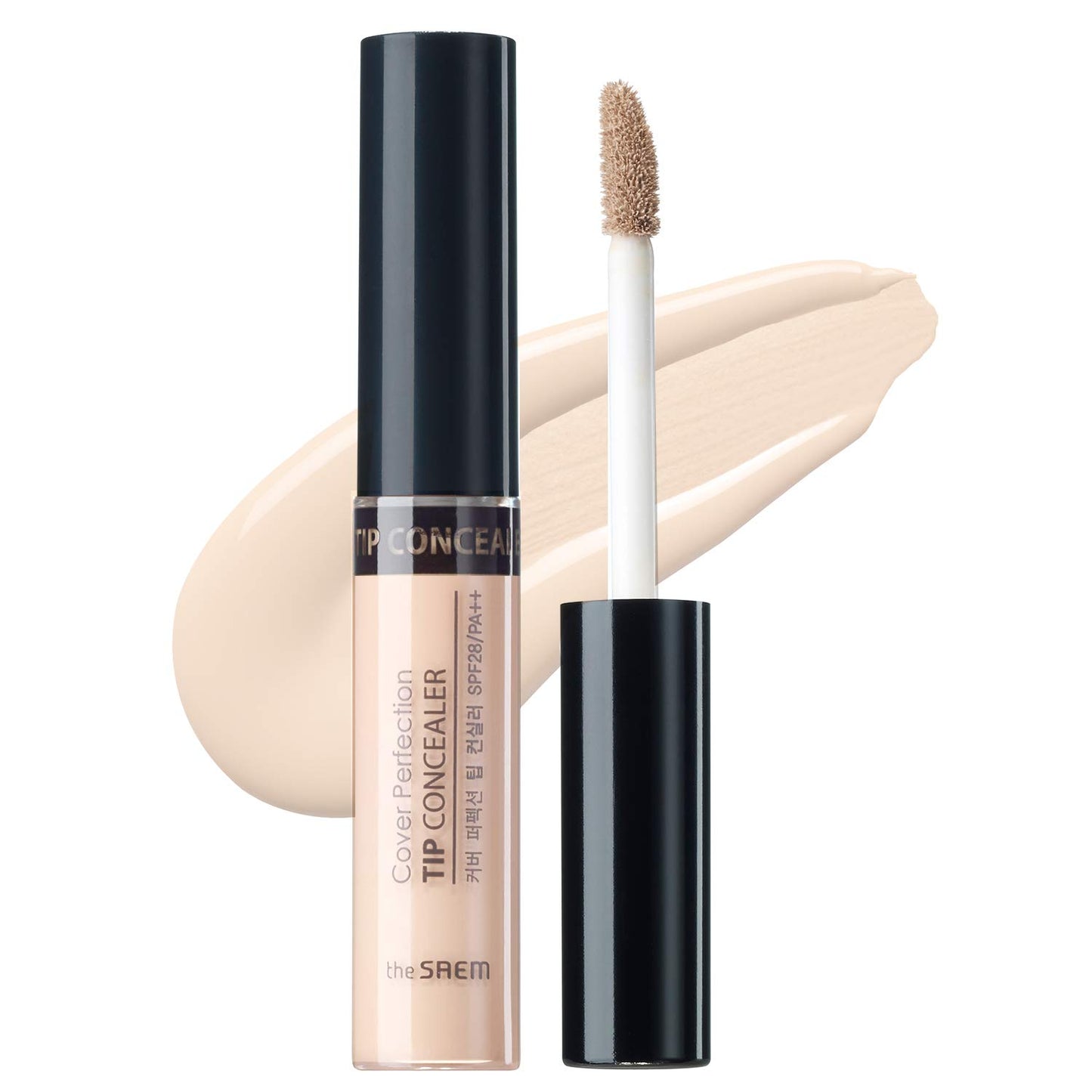 THE SAEM Cover Perfection Tip Concealer, Liquid Multi-Use Concealer, Full Coverage Makeup for Acne Dark Spots Dark Circles Hyperpigmentation and Blemishes, 0.2 fl.oz. (#0.5 Ice Beige)