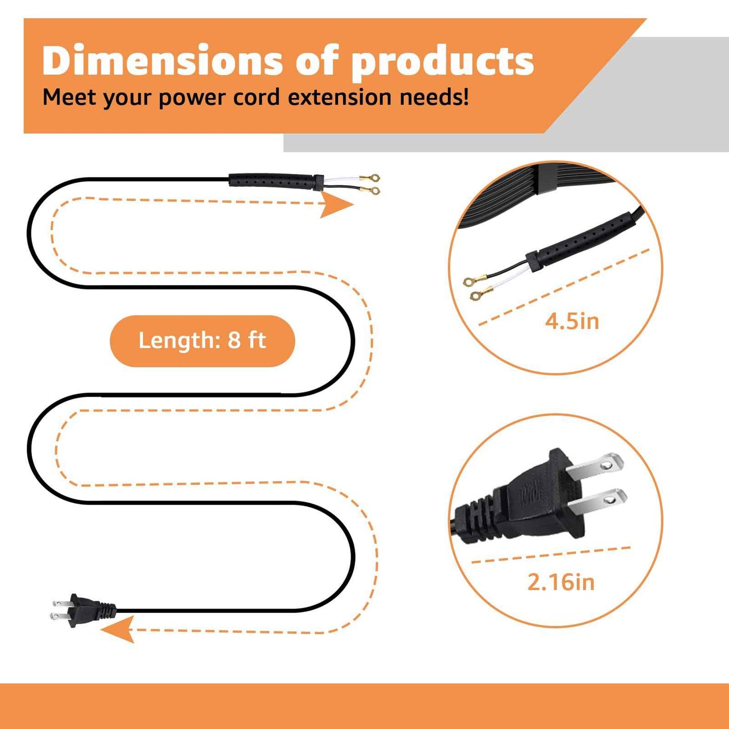 Replacement Power Cord for Oster Classic 76 Clippers - Exact Fit, Durable & Easy to Install - Compatible with Oster 76 Hair Clippers