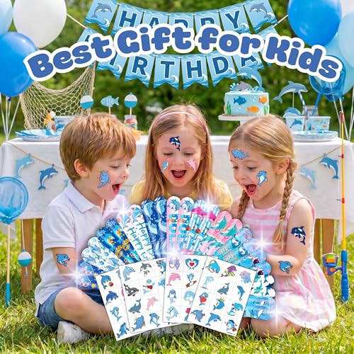 Dolphin Party Favors Bundle - 48 Tattoos & 24 Slap Bracelets