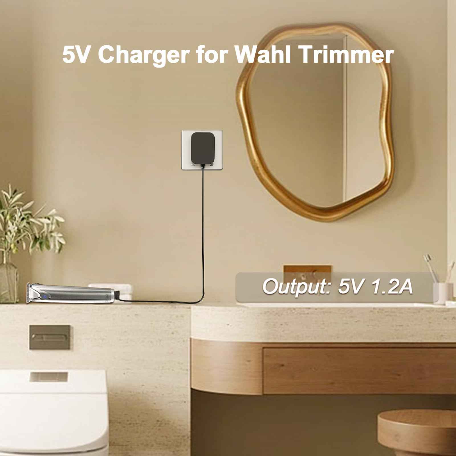 VHBW 5V Clipper Charger Replacement for Wahl Trimmer 9864, 7065, Wss31, 9870, 9818A Charging Cable, 9864SS, SS2L, 5616L, 5701, 9896, 9899, 9818-5001, 9884L2 AC Power Charger