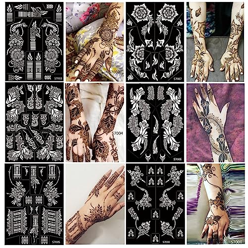 Henna Tattoo Stencils 10 Sheets Indian Arabian Hand Template