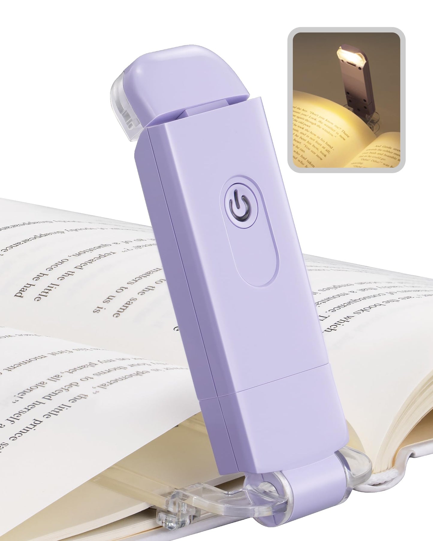 DEWENWILS USB Rechargeable Book Light for Reading in Bed, Clip-on LED Reading Lamps Portable Bookmark Lights for Kids, Book Lovers, Warm White, Brightness Adjustable for Eye Protection (Purple)