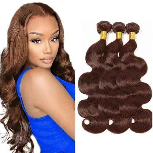 #4 Brown Bundles Human Hair Body Wave Human Hair Bundles 22 22 22 Inch Chocolate Brazilian Hair 3 Bundle Unprocessed Virgin Remy Hair Extensions 50 Gram Per Bundle
