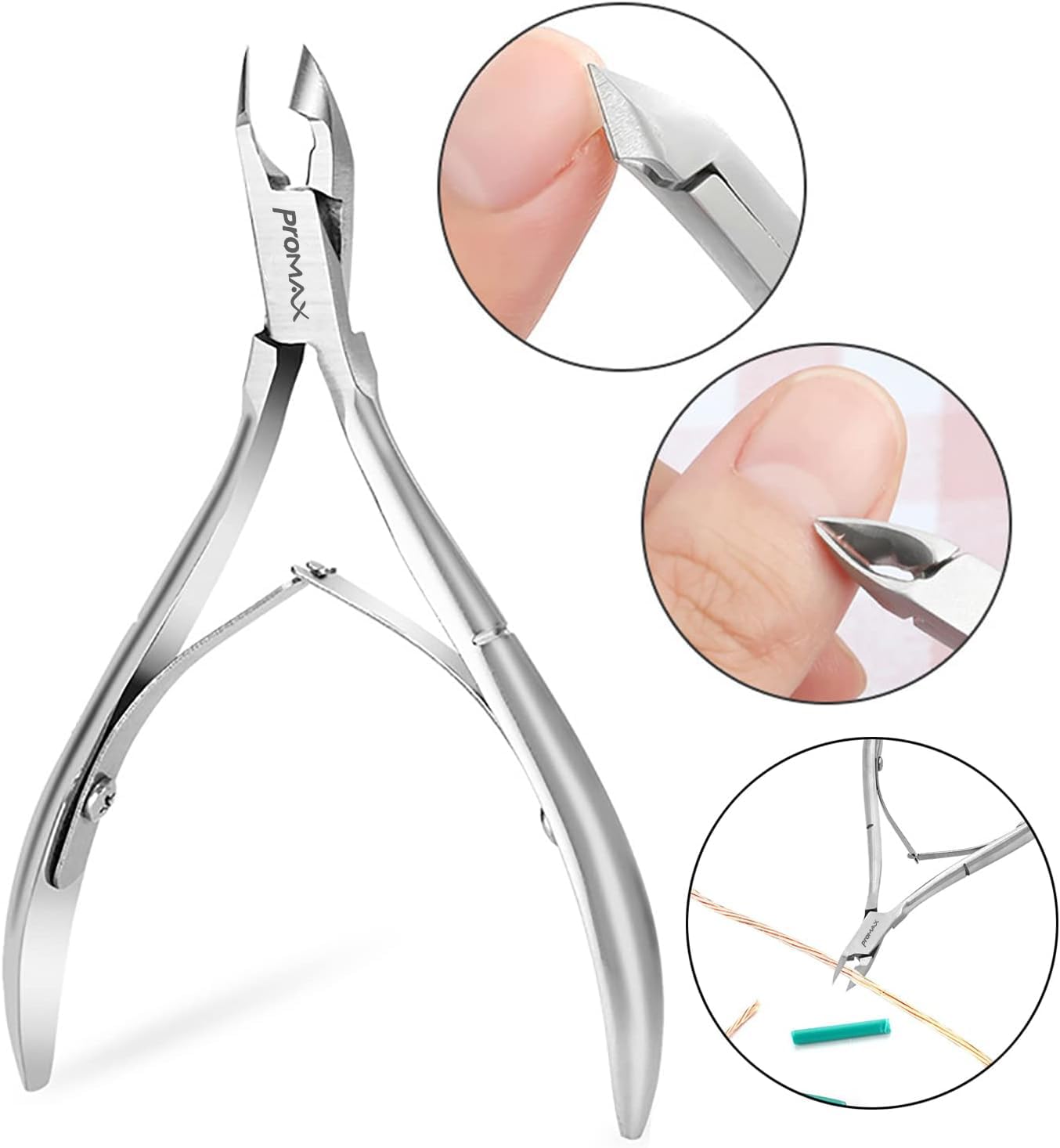 ProMax Cuticle Trimmer - Professional Surgical Grade Super Sharp Blade Cuticle Nippers Stainless Steel Nail Clippers Pedicure & Manicure Tool - Double Spring-20-5041BF (Double Spring)