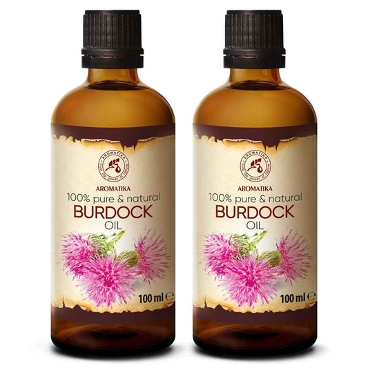 AROMATIKA Burdock Root Oil Set 2 x 3.4 Fl Oz - 6.8 Fl Oz - 100% Pure & Natural - Arctium Lappa for Hair & Scalp - Carrier Oil for Nails - Skin - Lips - Face & Body Care