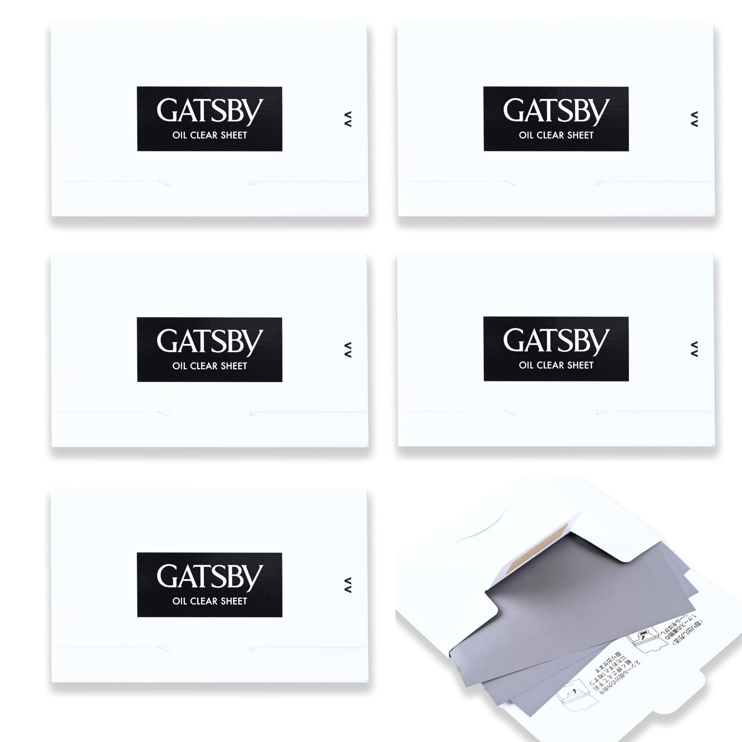 GATS-BY Oil Absorbing Sheets for Face - 70 Sheets x 5 Pack, Gentle Oil Blotting Paper for Oily Skin, Strong Absorption & Makeup Friendly, Portable Facial Oil Blotters (Oil Clear Sheets)