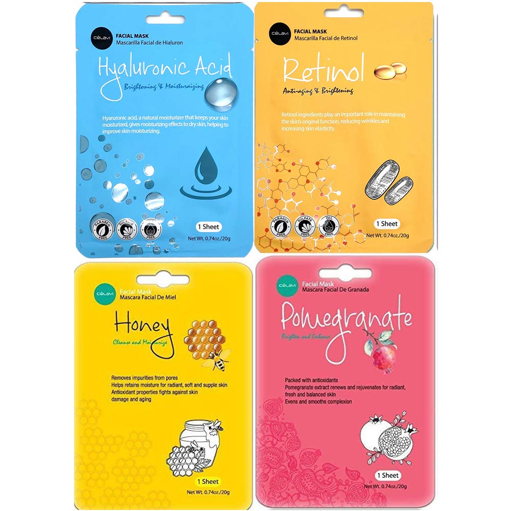 celavi Face Mask Set Korean Beauty Essence Facial Paper Sheet Mask Korea Skin Care Moisturizing 2 Packs of each 12 New flavors K-Beauty Skincare 24 masks in a pack Made in Korea