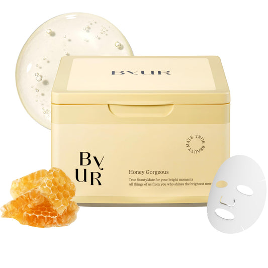 ByUR Honey Gorgeous Daily Aqua Serum Mask (30 Count) Hydrating Moisturizing Face Mask, Skin Elasticity & Firmness Treatment, Honey Extract for Dry Skin, Pore Tightening, Vegan K-Beauty Skincare