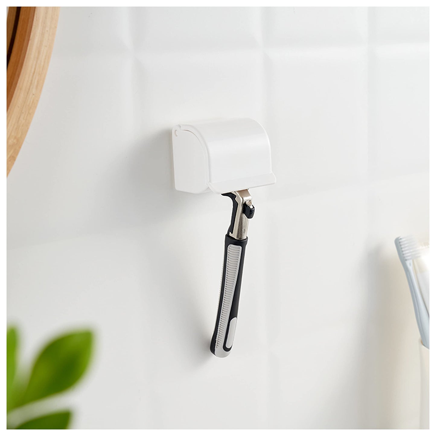 EIKS 2 Pack Razor Holders Shaver Hangers Wall Mount Self Adhesive for Bathroom Shower Tabletop