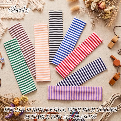 8 Pack Stripe Headbands for Women - Retro Y2K Style Hair Accessories