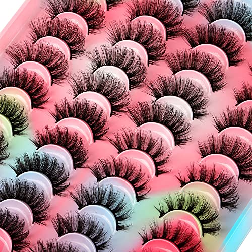 20 Pairs False Eyelashes 5D Faux Mink Natural Fluffy Lashes