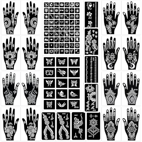 Henna Tattoo Stencils Kit 18 Sheets Reusable