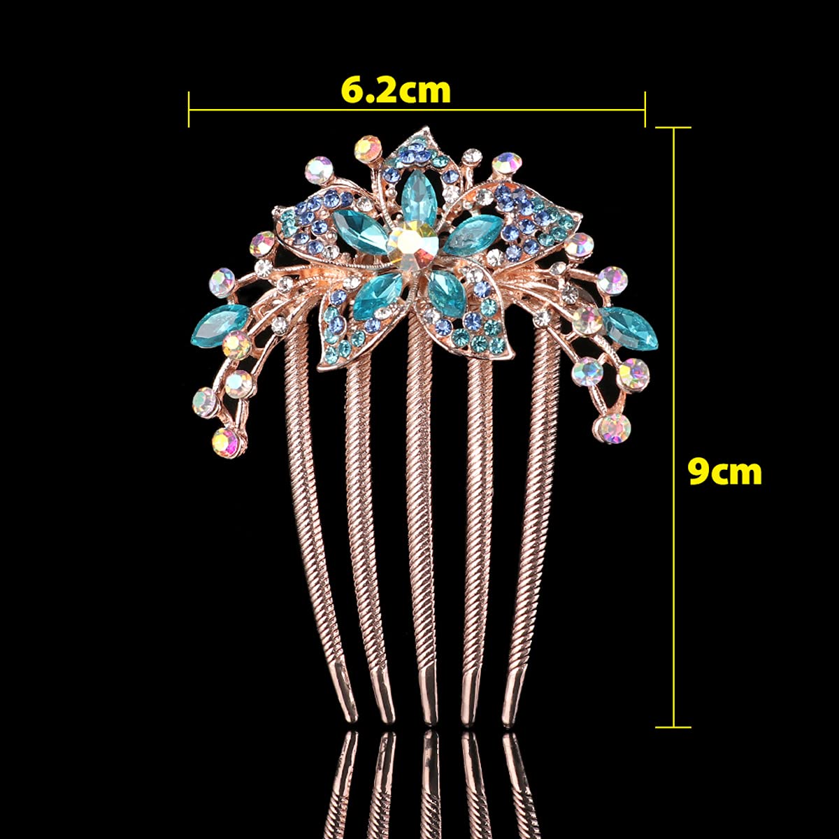 Bleiou Women Hair Comb Rhinestone Crystal Hair Accessories (Blue 1)