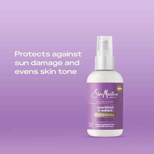 SheaMoisture Melanin Care Broad Spectrum SPF 30 Sunscreen Face Lotion Nourished & Radiant for Protection Against UV Rays & Even Tone, with Pro-Ceramides +Elderberry Complex, 3 oz