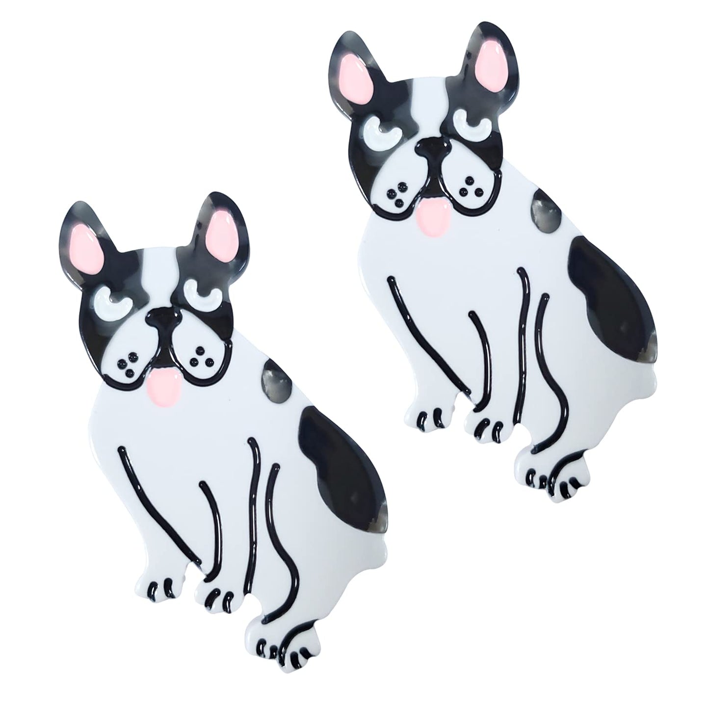 French Bulldog Hair Clips,Cellulose Acetate Hair Clips,Small Hair Clips for Girl,Pack of 2