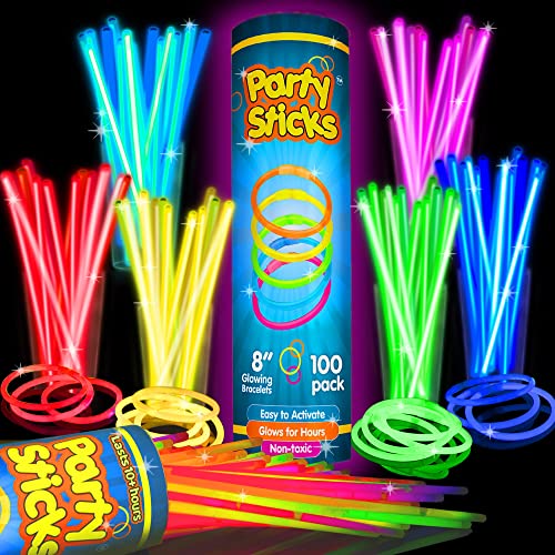 PartySticks 100-Pack 8" Glow Sticks with Connectors