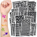 JUNEBRUSHS 1152 Pcs Temporary Tattoo Stencils, Henna Tattoo Stencils with Various Tattoos Stencils Stickers for Kids Boys Girls Women Face Make up Art Craft Festival Gift (29 x 21 cm)
