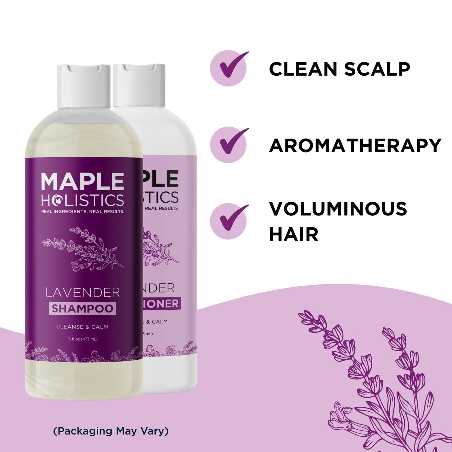 Aromatherapy Lavender Shampoo and Conditioner Set - Paraben and Sulfate Free Shampoo and Conditioner for Women with Chamomile Panthenol Jojoba Oil plus Cleansing and Calming Lavender Essential Oil