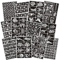 302pcs Temporary Tattoo Stencils, 12 Sheets Henna Tattoo Stencil Kit for Women and Man Face Body Paint Reusable Glitter Tattoo Stencils Pack Party Favor Supplies