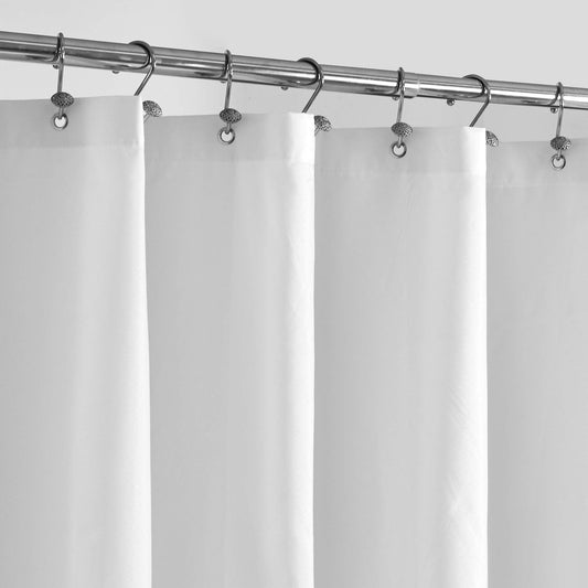 ALYVIA SPRING Waterproof Fabric Shower Curtain Liner with 3 Magnets - Soft Hotel Quality Cloth Shower Liner, Light-weight & Machine Washable - Standard Size 72x72, White