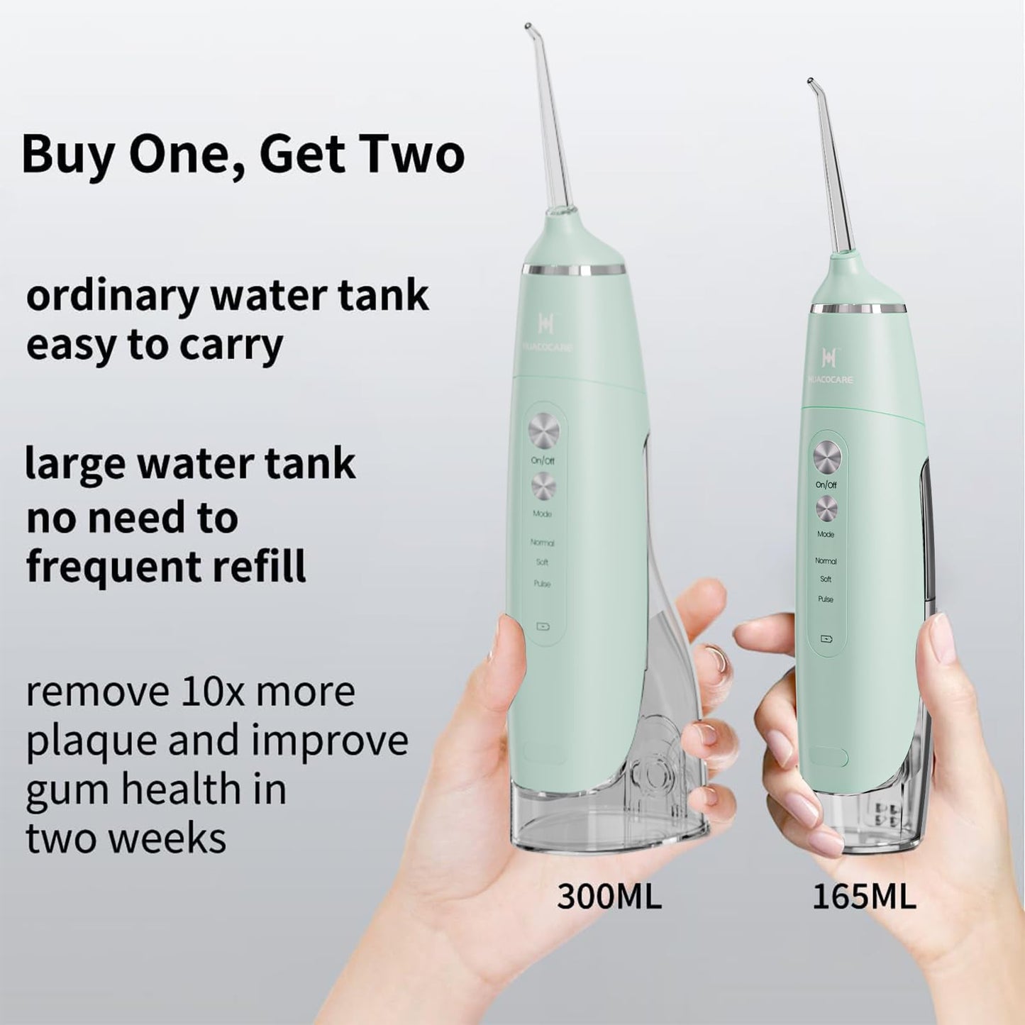 Water Flosser Equipped with Two Water Tanks for Home and Travel,3 Modes Dental Oral Irrigator,Portable,IPX7 Waterproof,Powerful Battery Life, Water Dental Flossers for Teeth (Light Green)