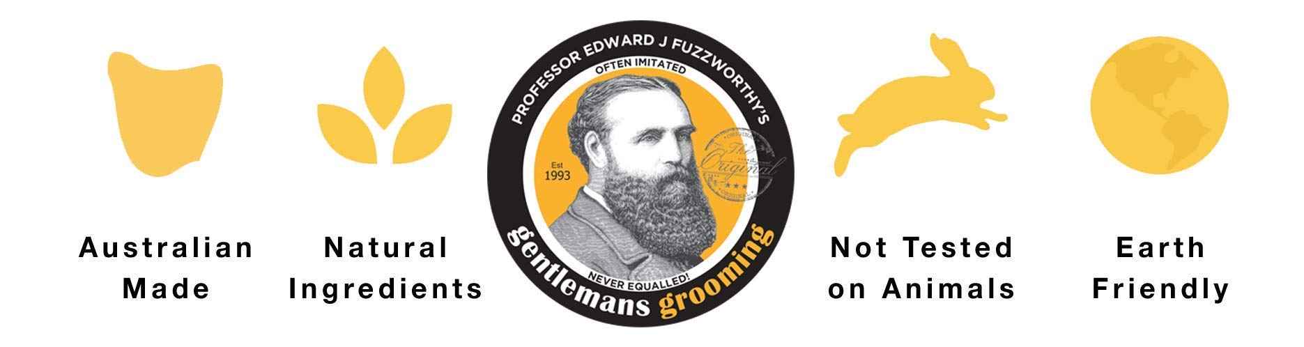 Professor Fuzzworthy Men’s Essential Beard Care Grooming Kit - Beard Shampoo & Boar Bristle Beard Brush - Best Travel Gift Set | 100% Natural & Zero Waste | Organic Ingredients Sulfate & Paraban Free