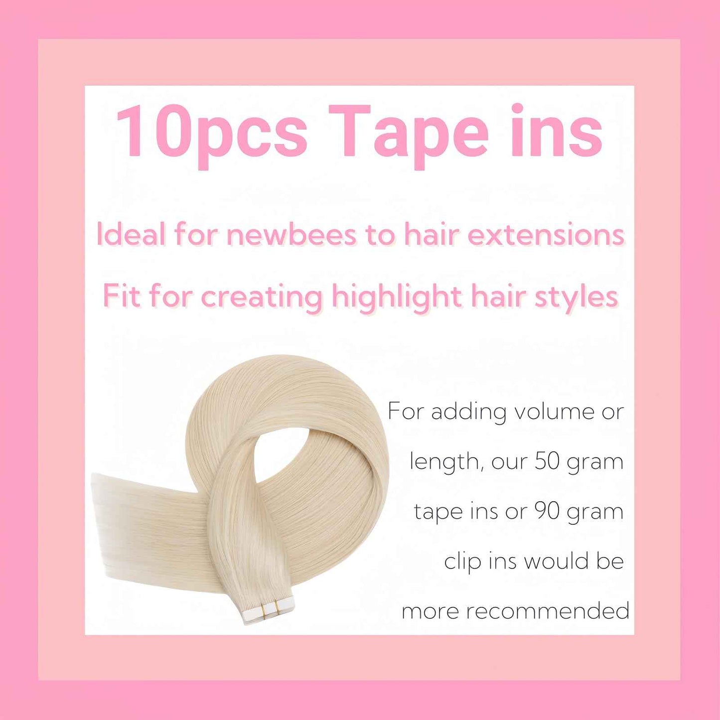 FUOTONBUTY 10pcs Tape in Hair Extensions Human Hair Invisible Tape in Hair Extensions Seamless Tape ins Tape on Real Human Hair Extensions Thick End (Platinum Blonde, 22 inch)