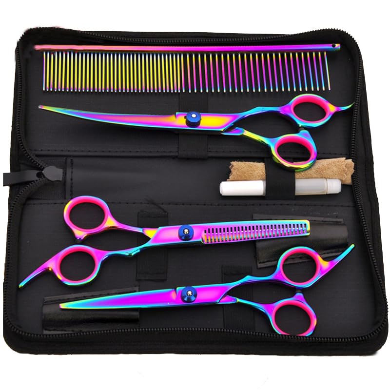 Professional Pet Grooming Scissors Kit - 7" Curved Shears