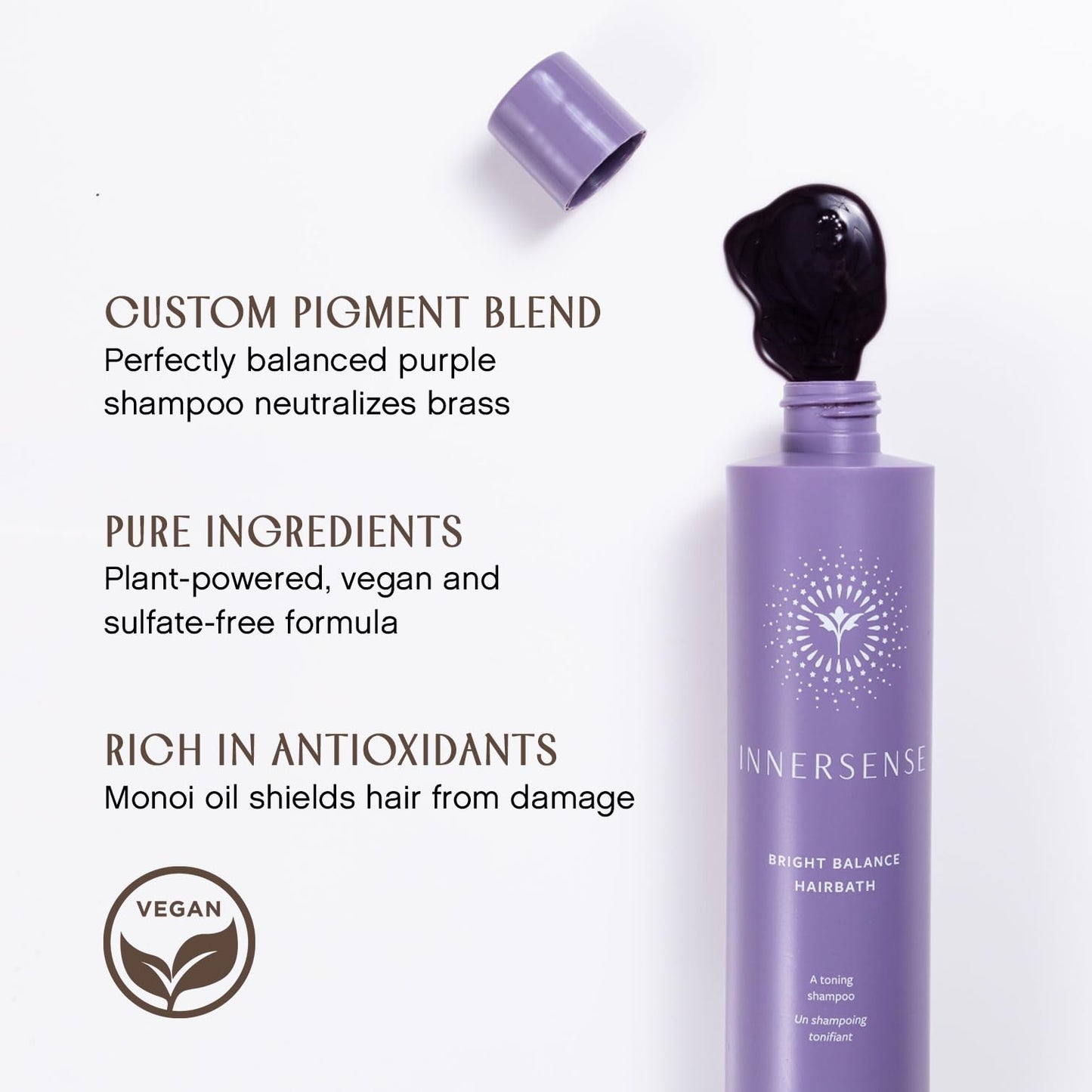 INNERSENSE Organic Beauty - Natural Bright Balance Purple Toning Hairbath | Non-Toxic, Cruelty-Free Haircare (10 fl oz | 295 ml)