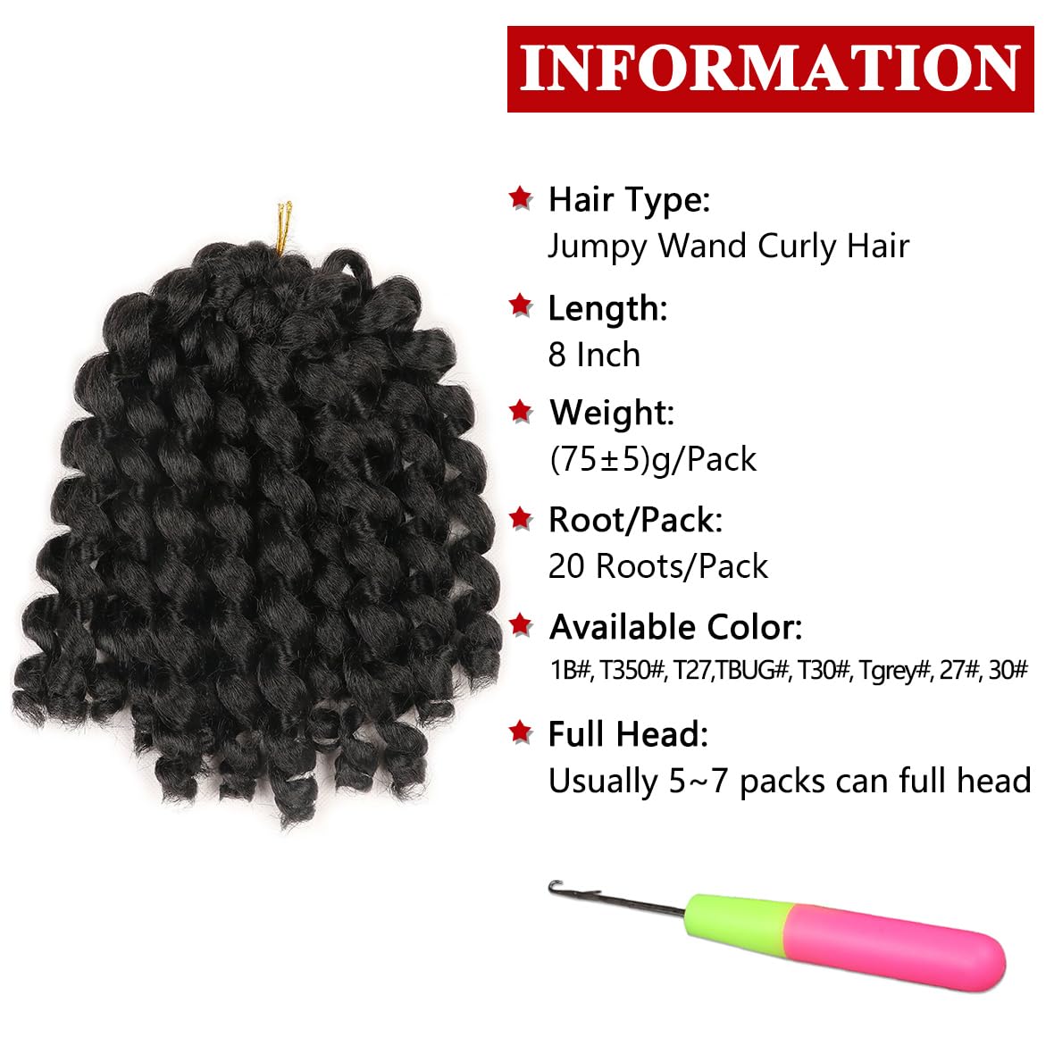 5 Packs Wand Curl Hair 8inch Jamaican Bounce Synthetic Crochet Twist Braids Hair Extension 20strands/pack Xtrend Hair (27#, 5packs/Lot)