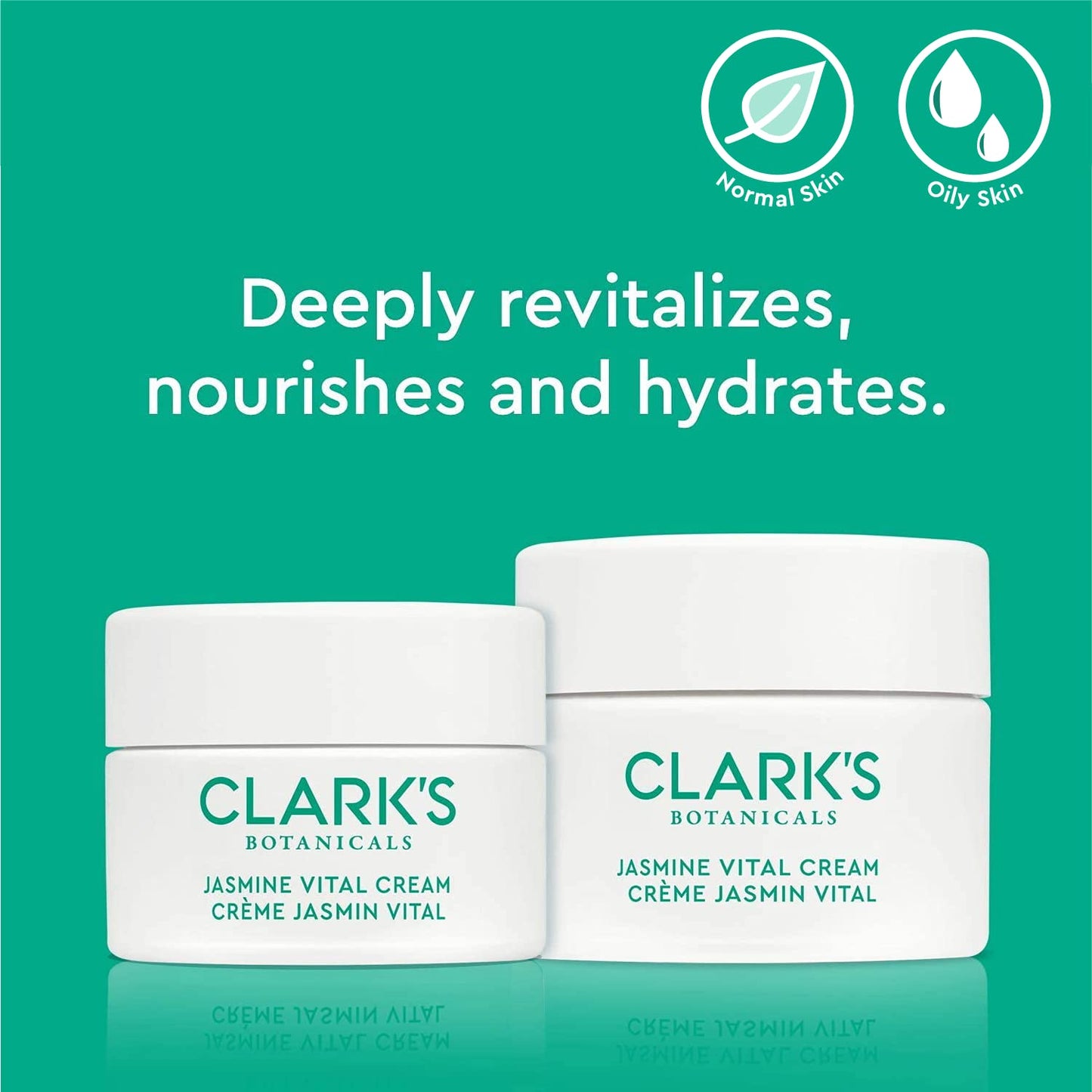 Clark's Botanicals Jasmine Vital Healing Serum: Face Serum with Niacinamide, Algae, Calendula & Calming Jasmine, Smooth & Revitalize Stressed, 1.7 Oz