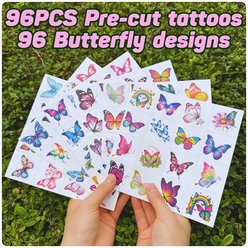 96-Piece Butterfly Temporary Tattoos - Pre-Cut Party Favors