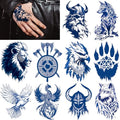 10 Viking Temporary Tattoos Waterproof Blue Stickers