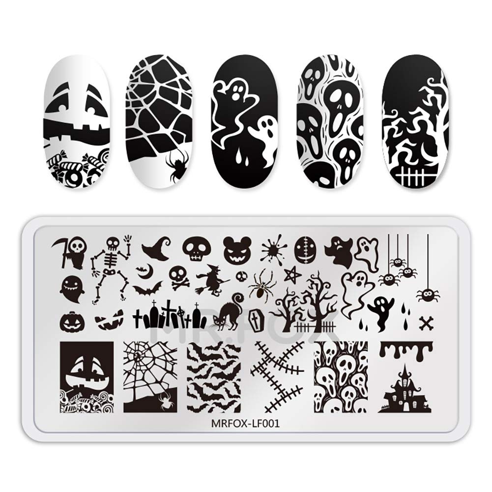 Mr. Fox Nail Printing Board Set Halloween Flame Leopard, Zebra and Snake Motifs Nail Art DIY Stamping Template