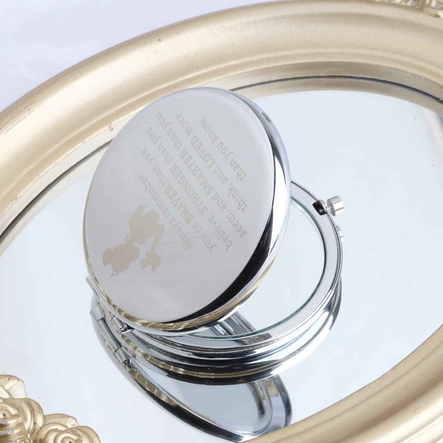 MYOSPARK Frog Inspired Gift Princess Fans Gift Princess Compact Makeup Mirror Jewelry Frog Lover Gift Fandom Gift (P-Frog Mirror-Silver)