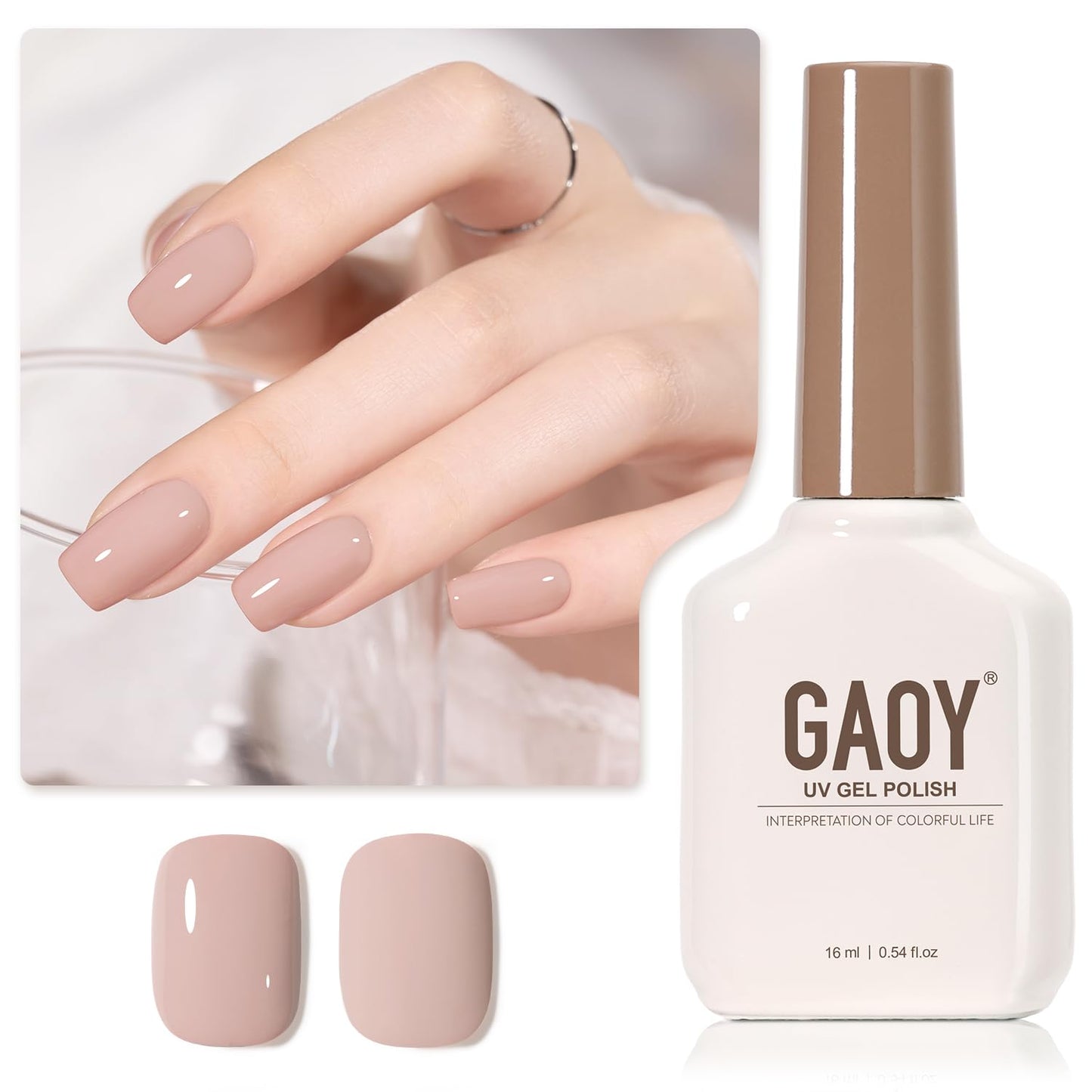 GAOY Brown Gel Nail Polish, 16ml Soak Off Gel Polish, UV Light Cure for Nail Art DIY Manicure at Home, 2007 Soft Brown