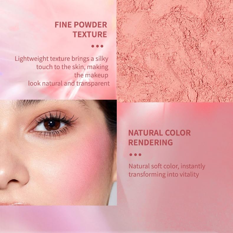 Bistopia Powder Blush Palette - 4 Pink & Peach Shades with Mirror