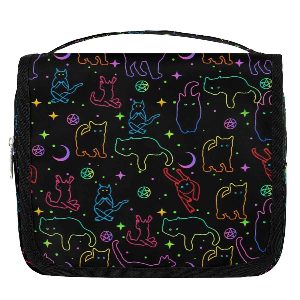 lakefvgk Black Cats Hanging Toiletry Bag, Spacious Travel Toiletry Bag for Women Men, Cosmetic Bags for Women, Travel Makeup Bag Suitable for Business, Camping, and Fitness