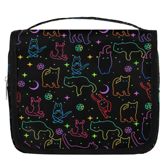 lakefvgk Black Cats Hanging Toiletry Bag, Spacious Travel Toiletry Bag for Women Men, Cosmetic Bags for Women, Travel Makeup Bag Suitable for Business, Camping, and Fitness