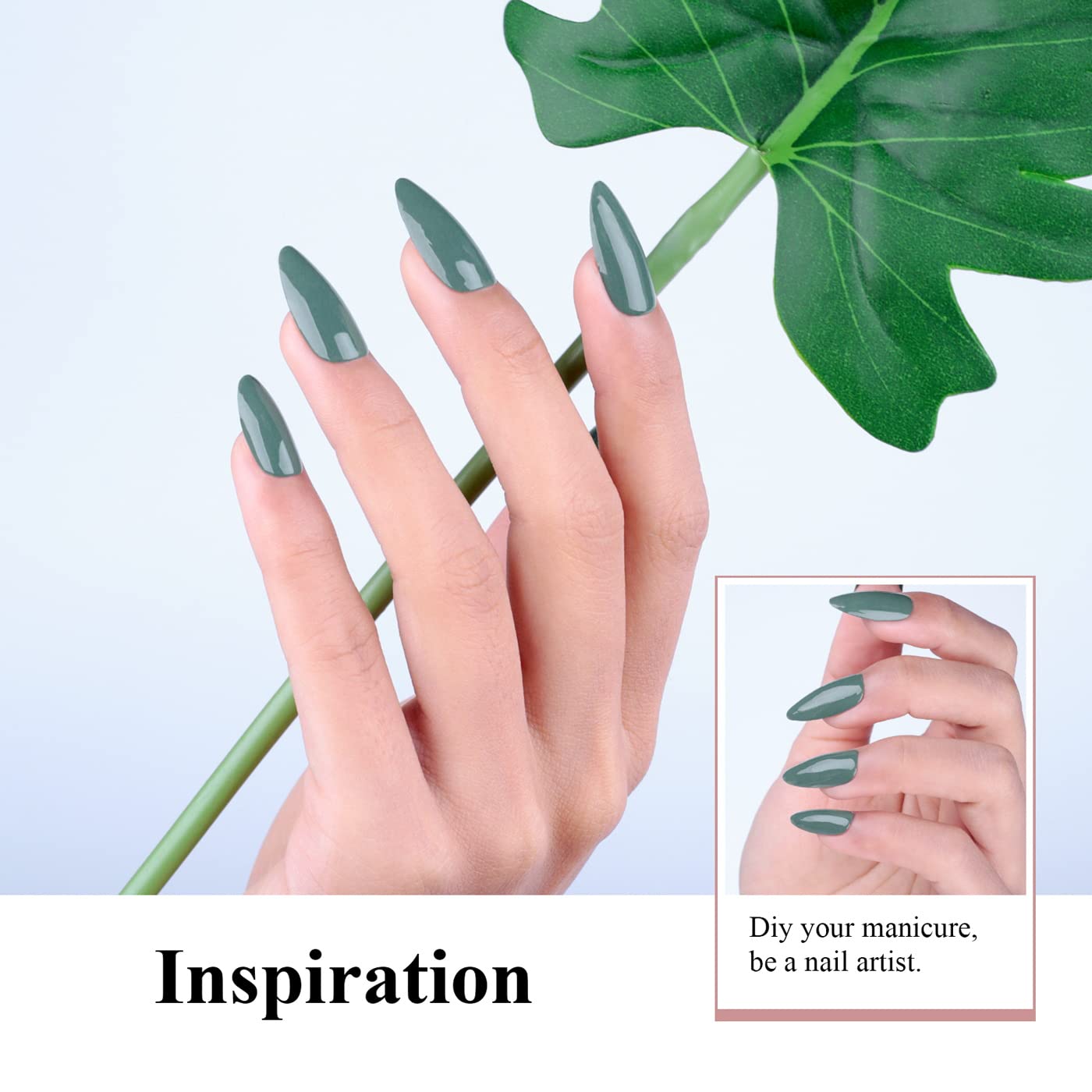 Imtiti Gel Nail Polish Set, Sage Green and Grey Colors Gel Nail Polish Kit Emerald Green Olive Green Soak Off LED U V Gel Nail Polish DIY Nail Art Gel Nail Starter Kit for Women Girls(0.2 Fl Oz)