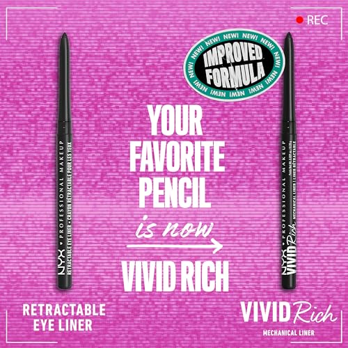NYX PROFESSIONAL MAKEUP Mechanical Eye Pencil,Vivid Rich Mechanical, Creamy Retractable Eyeliner - Always Onyx, Black Eyeliner