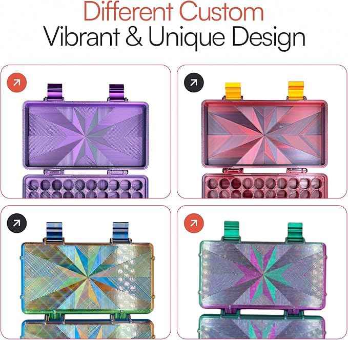 Planitia Corp. 3D Printed Vial Storage Case - Waterproof 3ml Vial Storage Case with 25 Slots - Freezer Safe Hard Shell Essential Oil Case for Home, Fridge, Travel, 16mm Max Diameter, 35mm Max Height