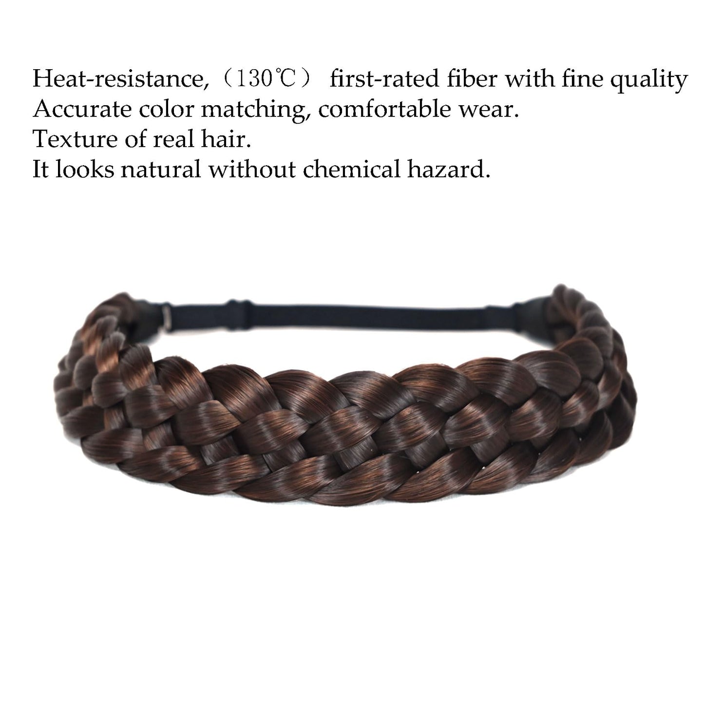 TOECWEGR 5 Strands Synthetic Hair Braided Headband Hairpiece Classic Chunky Wide Plaited Braids ElasticMulti Color Headband Ladies Beauty Hair Accessories …