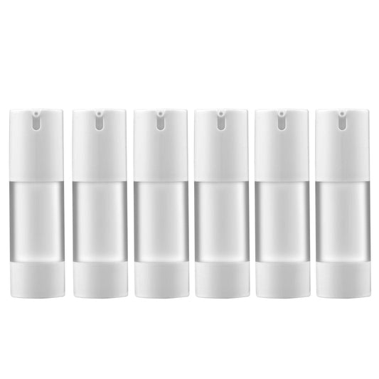 longway 1 Oz (30ML) Empty Refillable Airless Pump Bottle,Travel Foundation Containers,Airless Cosmetic Pump Bottle for Hand Sanitizer, Toner,Gel,Hair Oil, Lotion and Face Cream (Pack of 6, Frosted)