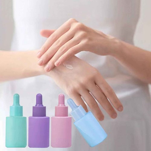 AGENIZ 4 Pack Glass Dropper Bottles, Clear Frosted with 2 Funnels & 2 Lotion Pumps, 30 ml Essential Oil Bottles