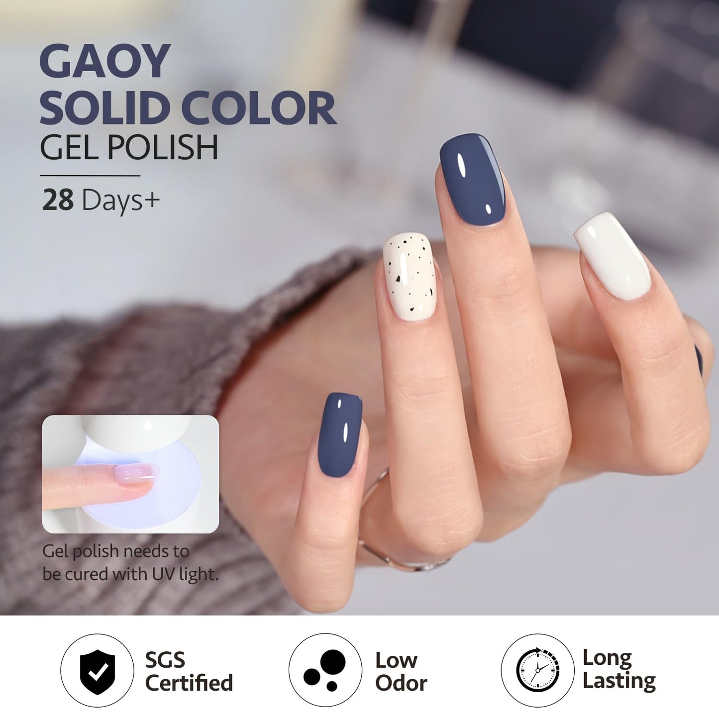 GAOY Blue Gel Nail Polish, 16ml Soak Off Gel Polish, UV Light Cure for Nail Art DIY Manicure at Home, 2021 Misty Blue