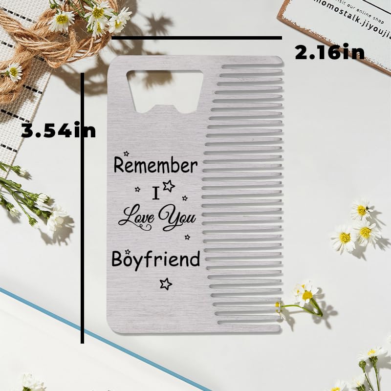 Boyfriend Birthday Christmas Gift for Boyfriend Fiance I Love You Gifts for Beloved Lovers Beard Comb for Beard Men Adults Fiance Remember I Love You Boyfriend Gift Bottle Opener for Men Male