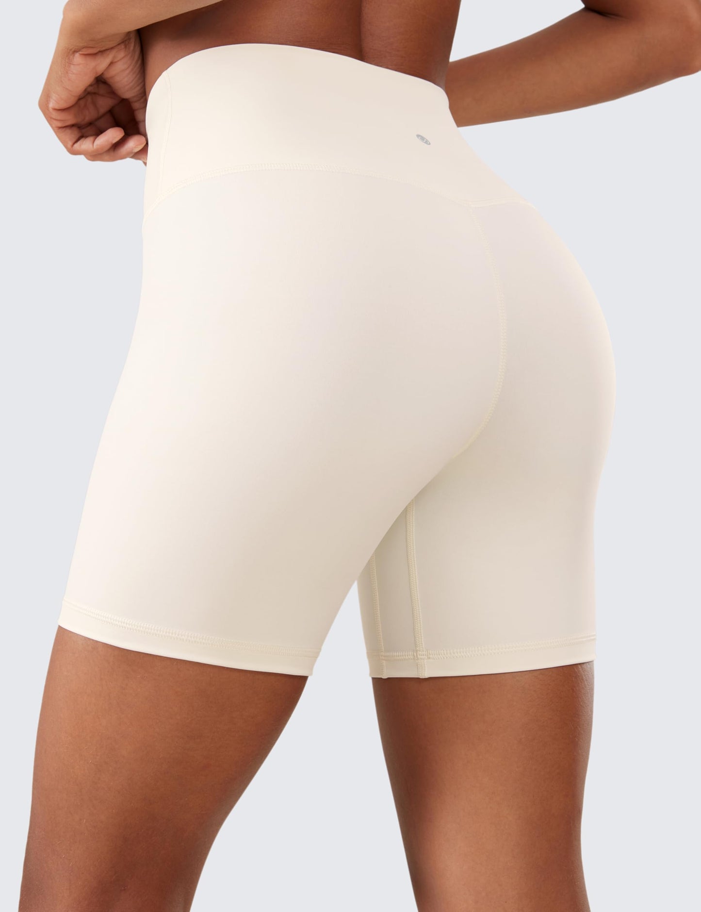 CRZ YOGA Women's Naked Feeling Biker Shorts - 3 Inches High Waisted Yoga Workout Running Spandex Shorts White Apricot X-Small